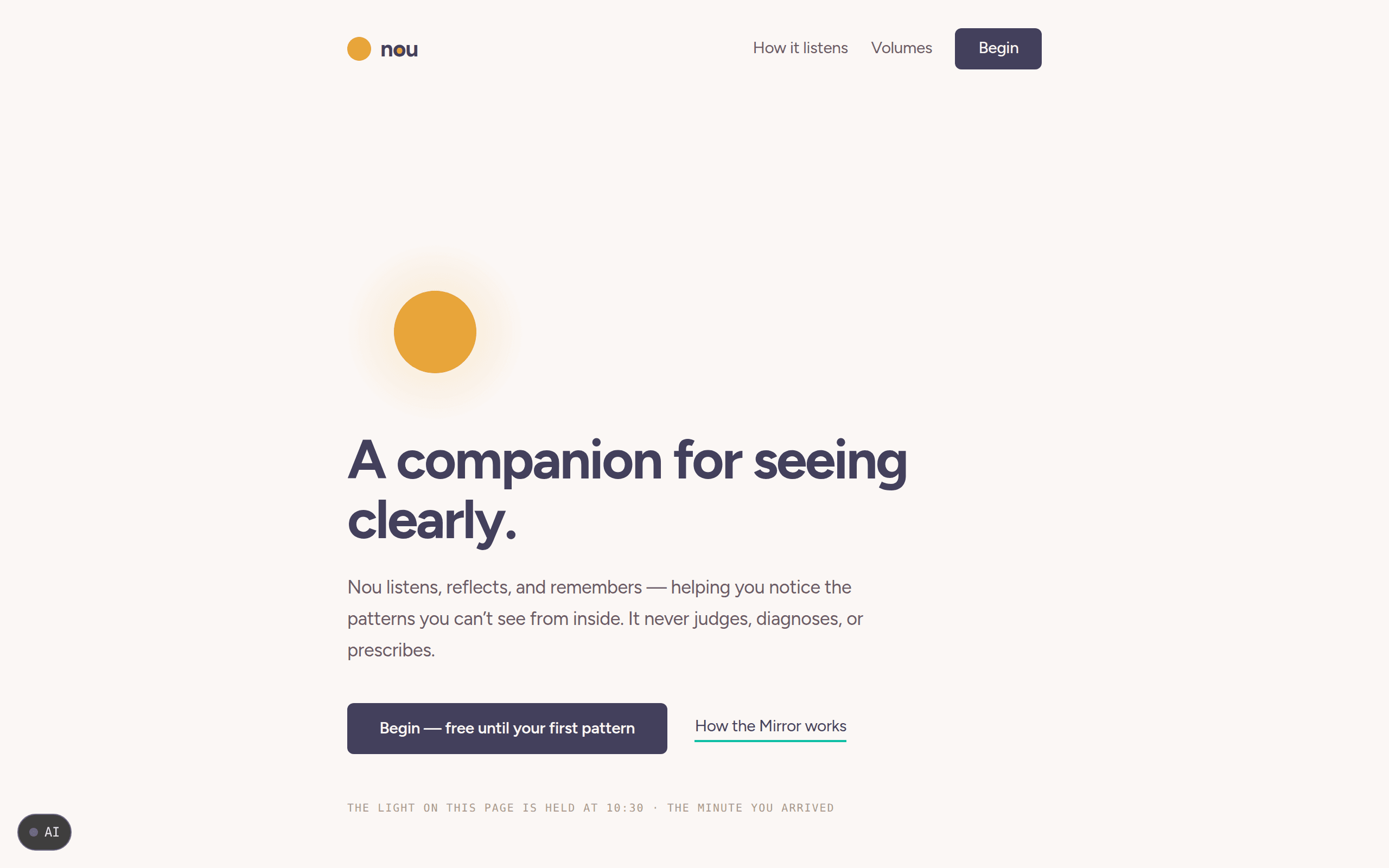 Nou, as it runs today: A companion for seeing clearly.